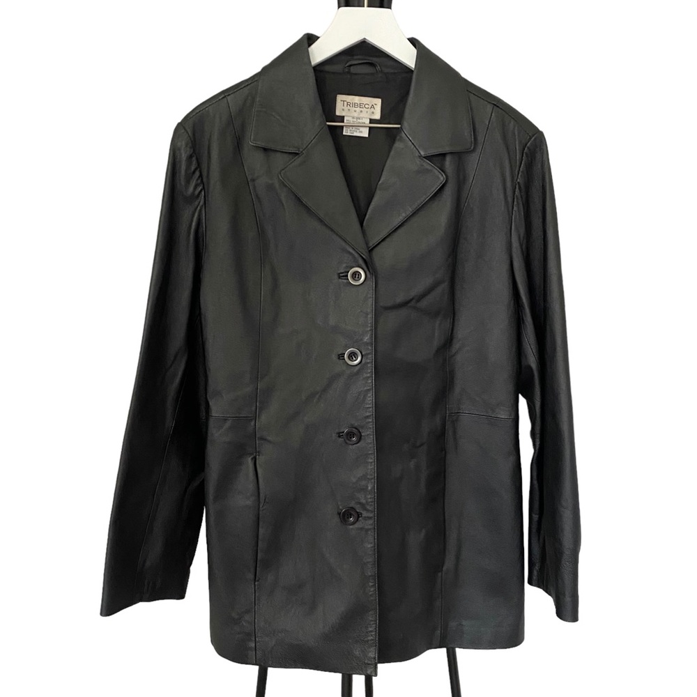 Vintage TRIBECA Studio Genuine Black Leather Jacket Women’s Size Large